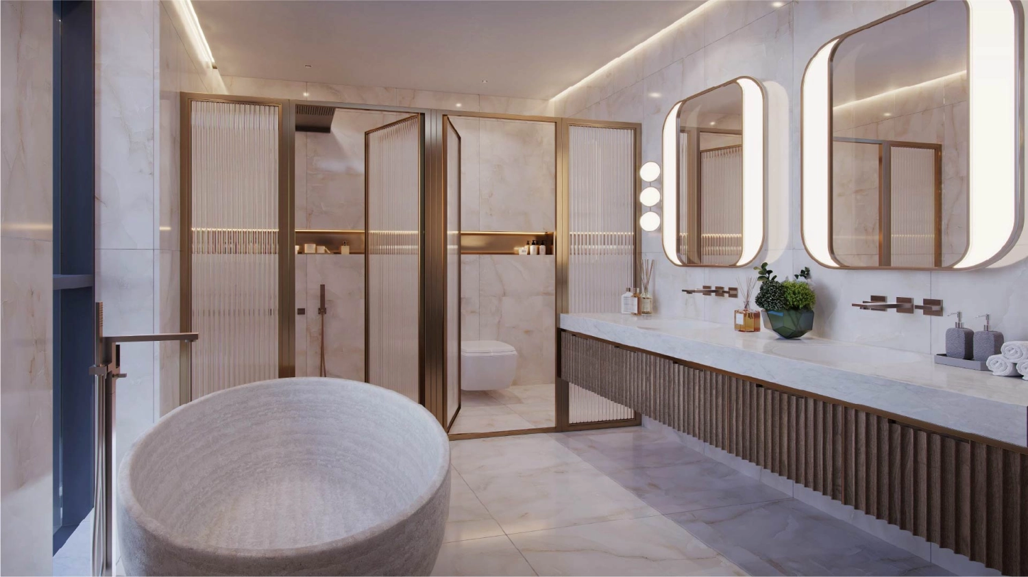 Sunlit master bedroom with balcony access in Reem Eleven residence